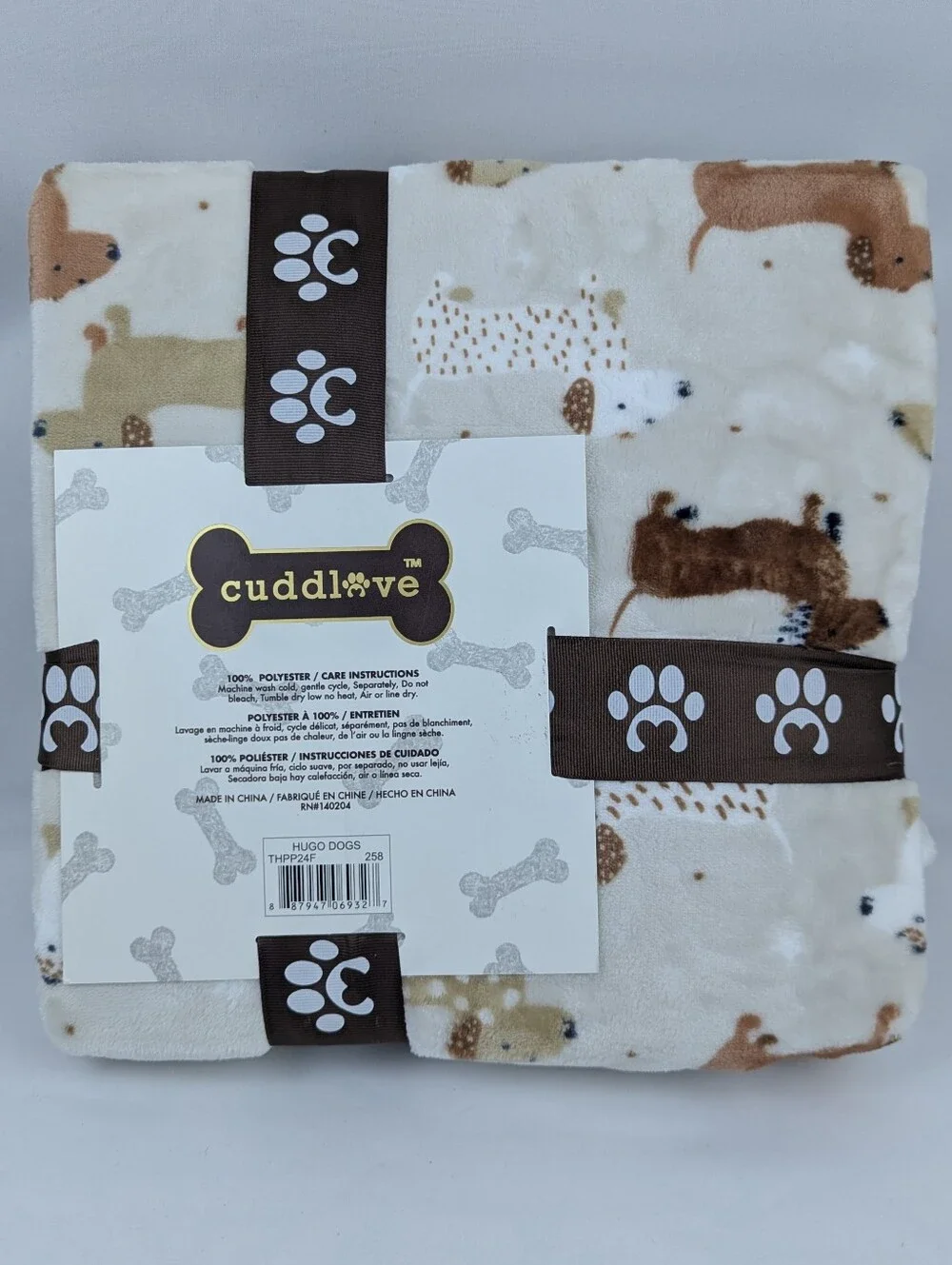 Dachshund Doxie Print Plush Pet Throw Oatmeal Browns Black White 50